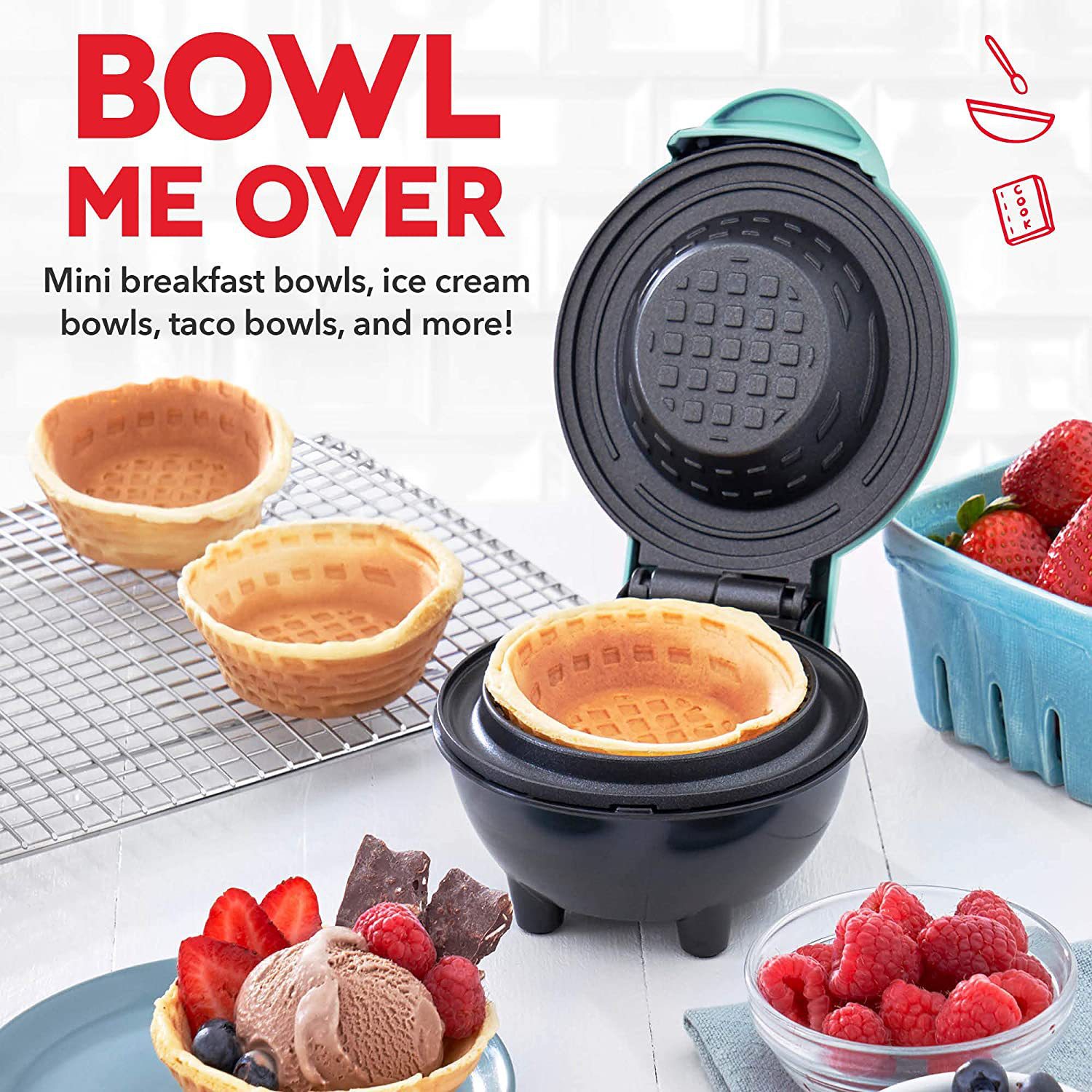 Mini Waffle Bowl Maker Electri - đánh giá và giá Mini Waffle Maker Machine